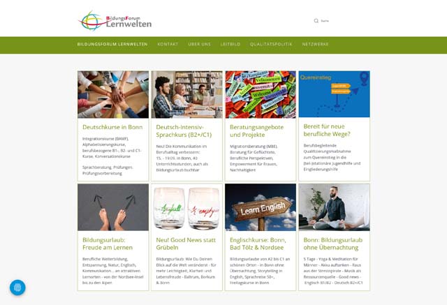 Screenshot von der Website