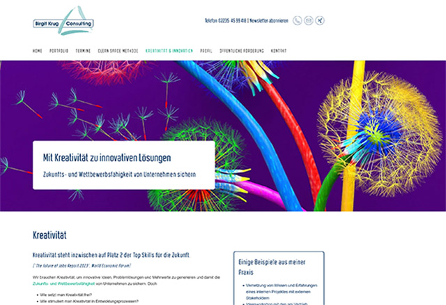 Screenshot von der Website