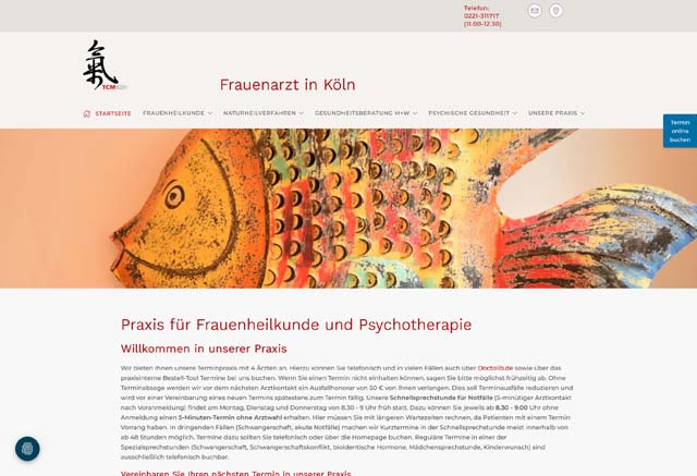 Screenshot von der Website